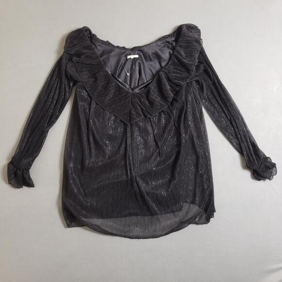 TULAROSA‎ Sabine Mini Dress Sheer Medium LBD Ruffled, Blouson Sleeves - Picture 2 of 11